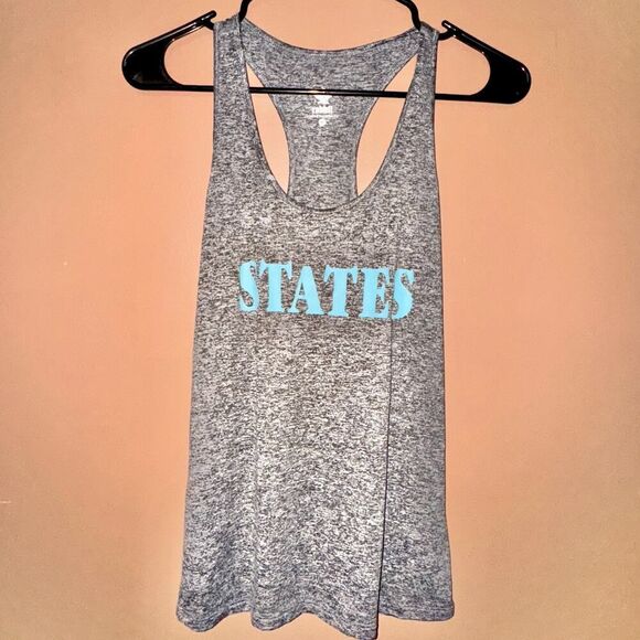 HOKA ONE ONE Women's Stated Running Tank Top Gray Baby Blue Medium - Picture 1 of 7